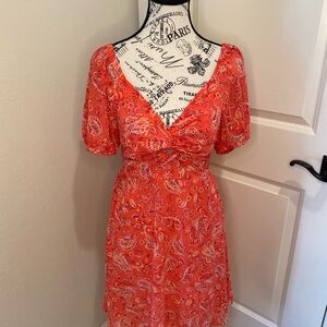 Sincerely Jules Red-Orange Paisley Dress